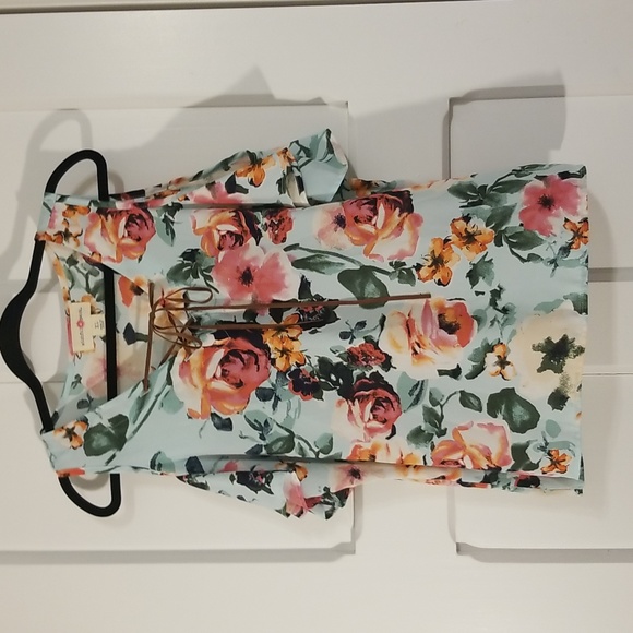 Wishful Park Floral print exposed shoulder top size XL - Picture 1 of 5